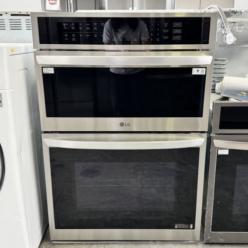 LG Horno de pared combinado inteligente de 6.4 pies cúbicos con convección por ventilador y función de freír con aire, en acero inoxidable