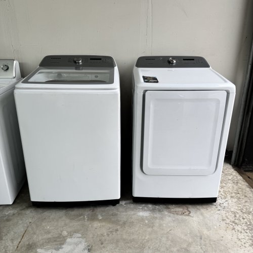 USADOS SAMSUNG lavadora de carga superior y secadora electrica en color blanco